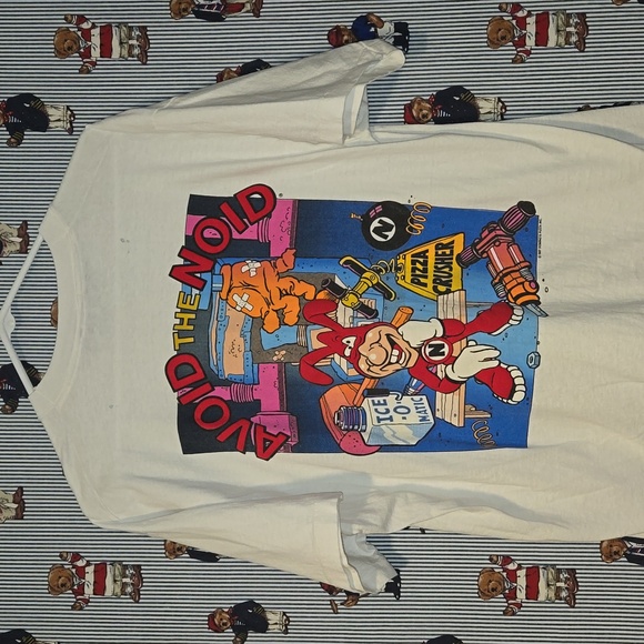 Fruit of the Loom Tops - VTG 80S DOMINO'S PIZZA AVOID THE NOID PIZZA CRUSHER GRAPHIC TEE XL